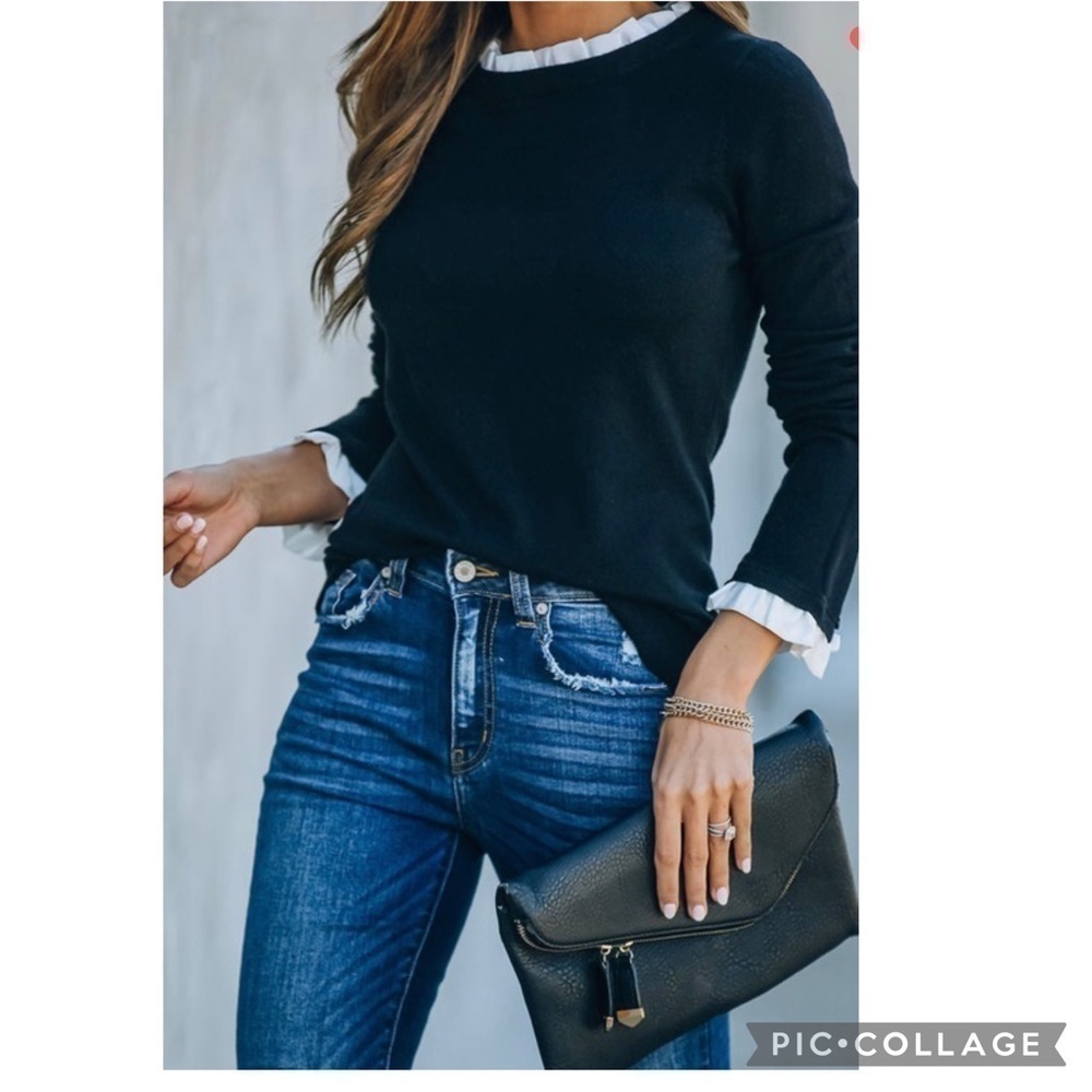 Black n White… Black Sweater White Accents - Picture 4 of 7